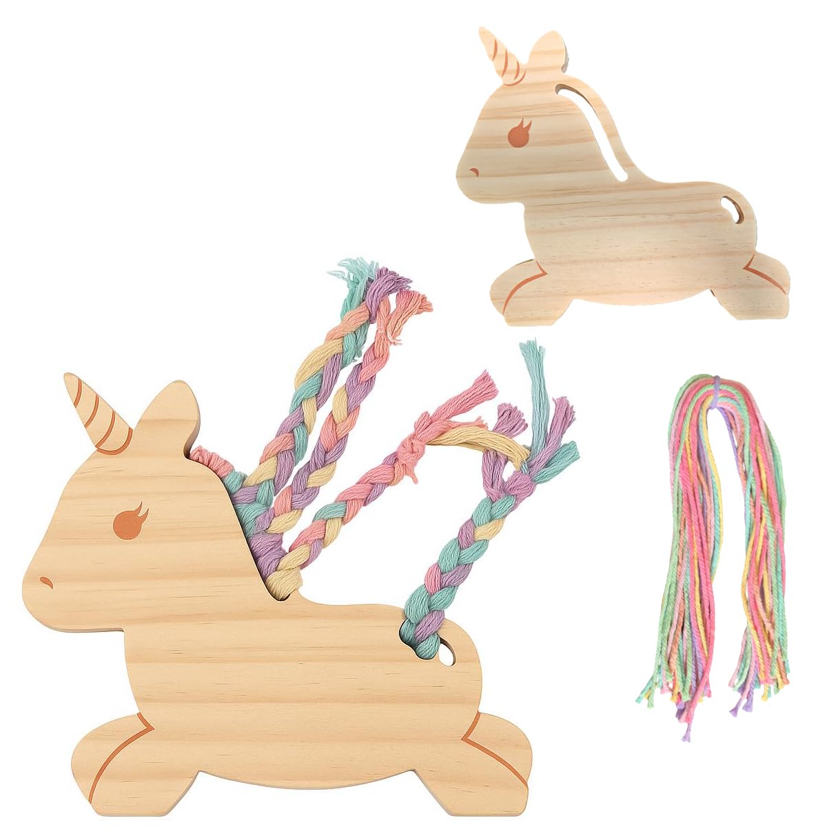 Wooden Lacing Toys for Kids DIY Toy Plane Activities Car Travel Toy Montessori Educational Learning Threading Toys for Fine Motor Skills (Rainbow Unicorn)