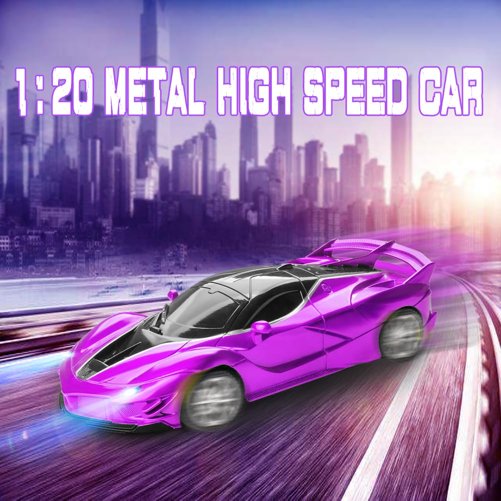 Yomwet Remote Control Car for Girl, 2.4GHz 4WD Electric RC Cars Toy Racing with Led Lights Rechargeable High-Speed Hobby Toy Vehicle, RC Car Gifts for Age 3 4 5 6 7 8 9 Year Old Kids (Purple)