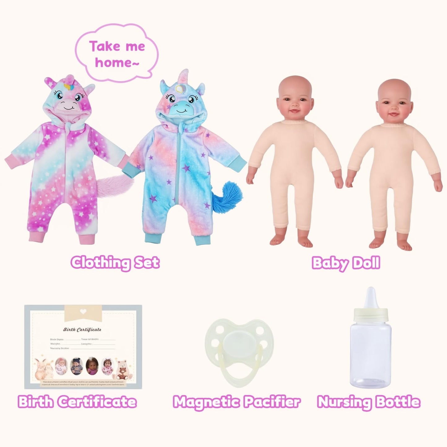 BABESIDE Baby Dolls Twins - 17'' Cute Soft Body Realistic Newborn Twin Dolls Real Life Baby Girl and Boy with Accessories Kids Age 3+ Year Old Gifts, Pretend Play, Collection
