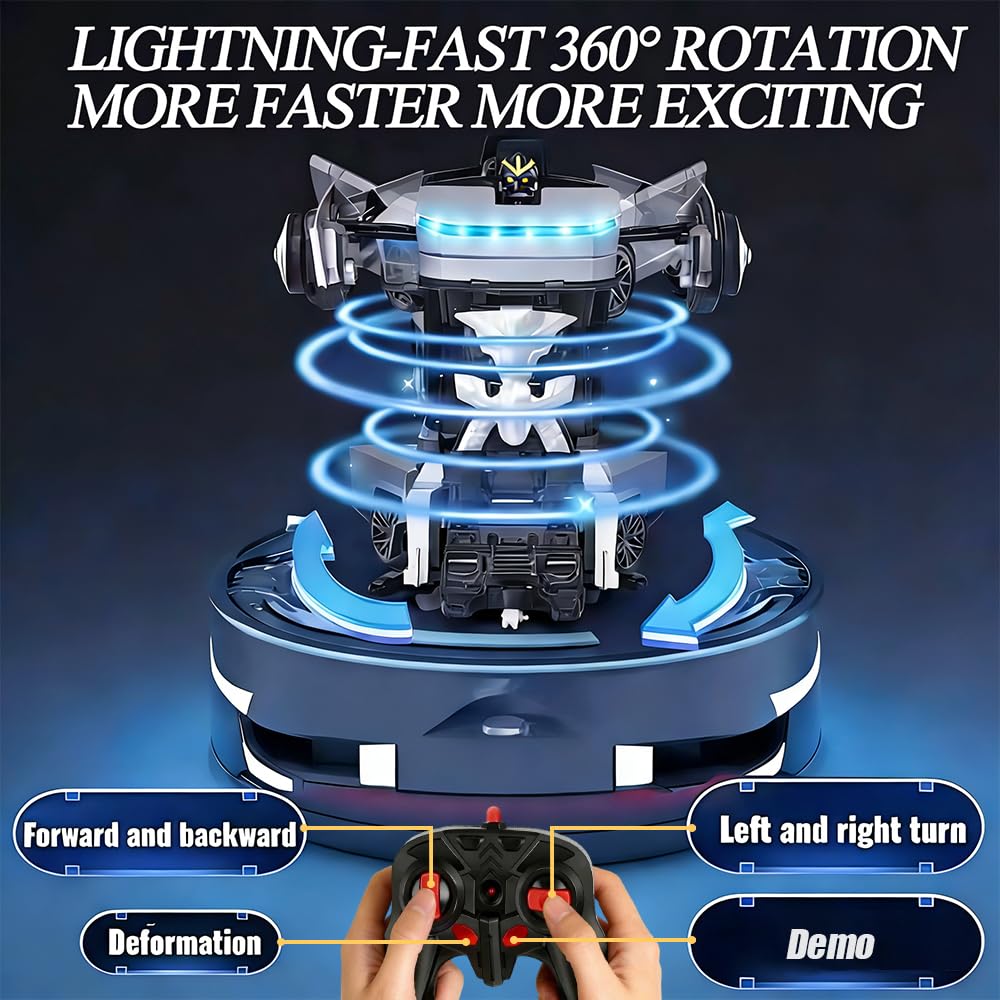 Remote Control Cyberpickup Toy Transform Robot Toy for Boys Girls 2.4Ghz RC Car 2 in 1 Transforming Truck with Light Effect 1/24 Vehicle 360° Rotation Car Birthday Charistmas Gifts for Kids