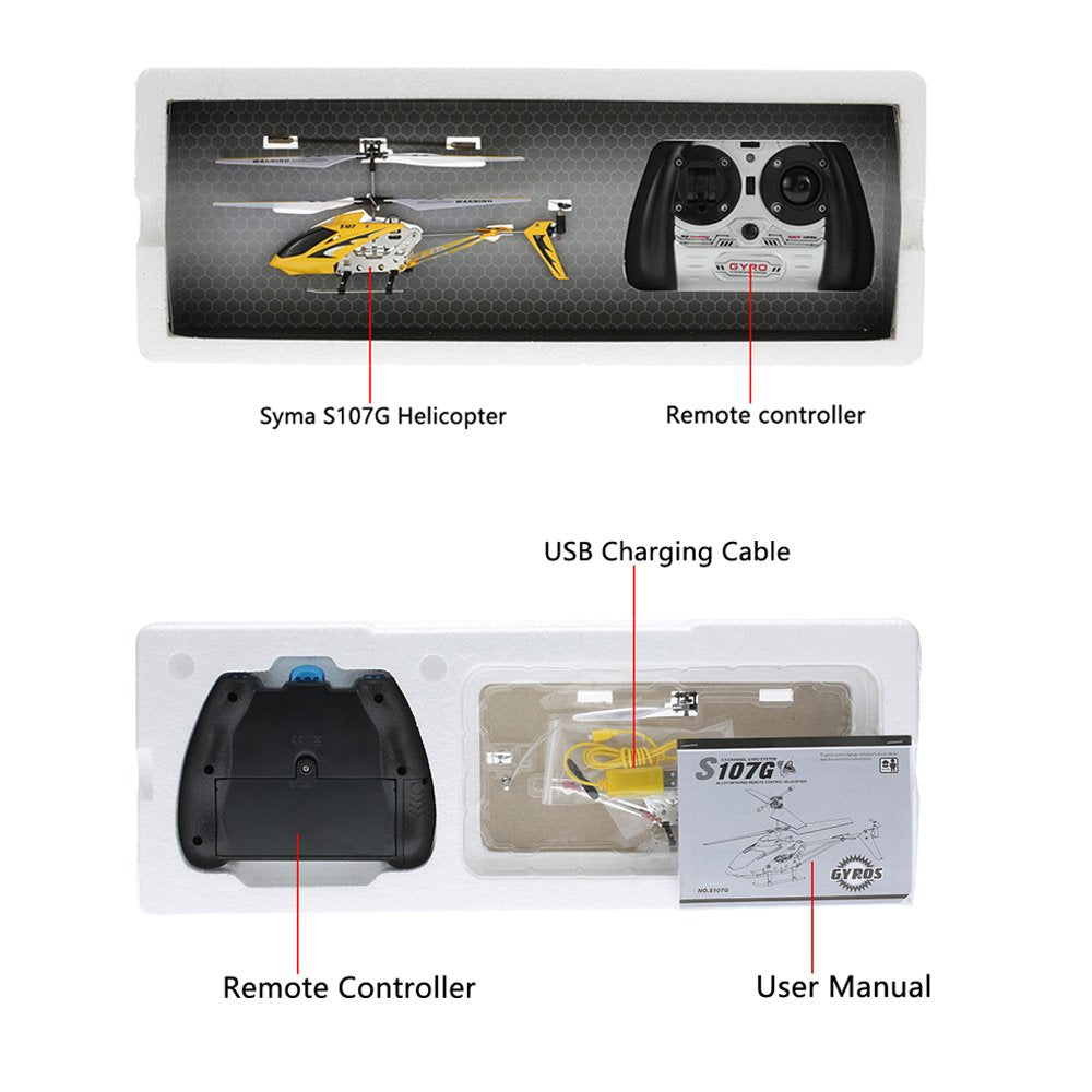 GoolRC Remote Control Helicopter, S107/S107G RC Helicopters, 3 Channel Mini Helicopter with Gyro for Beginners (Yellow)