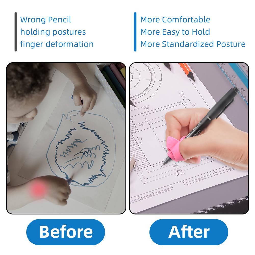 Grips for Pencil for Kids Handwriting, 8 Pcs Pen Grips, Ergonomic Pencil Grippers Holder for Kids, Writing Posture Correction with Cushion for Toddlers, Adults, Preschooler, Special Education Supplies