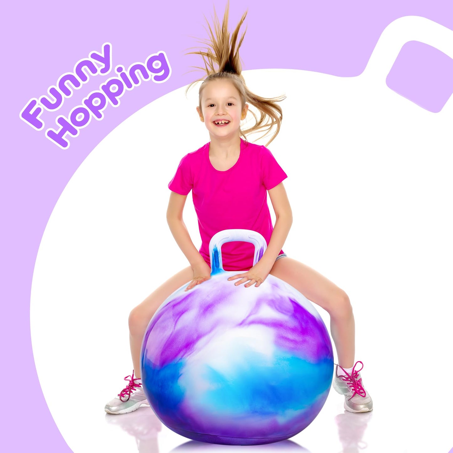 PlayZap Hopper Balls for Kids 6-12, 20 Inches Bouncy Ball with Handle, 20" Inflatable Bouncing Hopper, 50cm Bouncing Toys, Outdoor Hopping Toys for Girls Boys Gifts