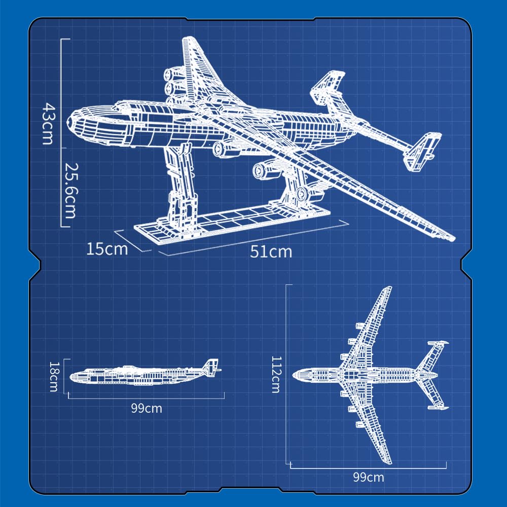 DUANT Antonov An-225 Technik 1:84 Large Transport Aircraft Building Blocks Set, 5350 Pieces MOC Airplane Model Building Kit, Military Fans Model- Collection Gift for Adult