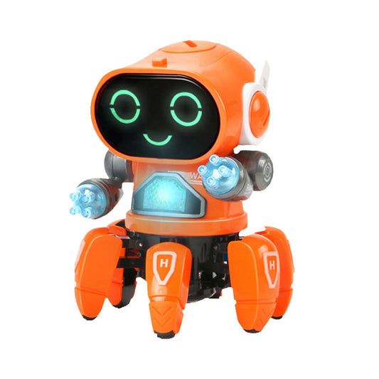 Aoaoy Light Six Claw Robot Toy, Flexible Moving Dance Music Shake Robot Toy with Clear Sound Quality (Orange)
