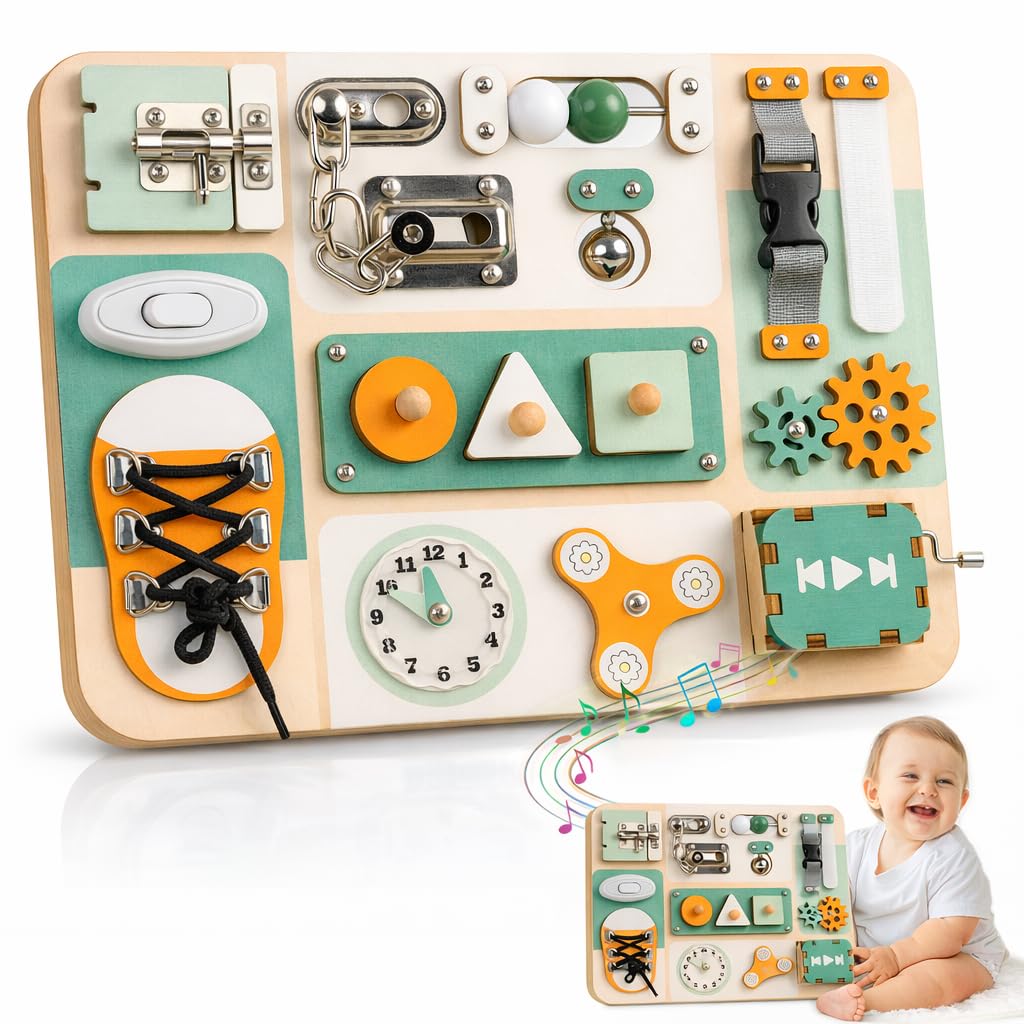 KALOTOYS Busy Board Montessori Toys for 1 2 3 Year Old - Sensory Toys for Toddlers 1-3 - Fine Motor Skills & Early Learning - Montessori Gift for Boys & Girls, Travel-Friendly & Safe