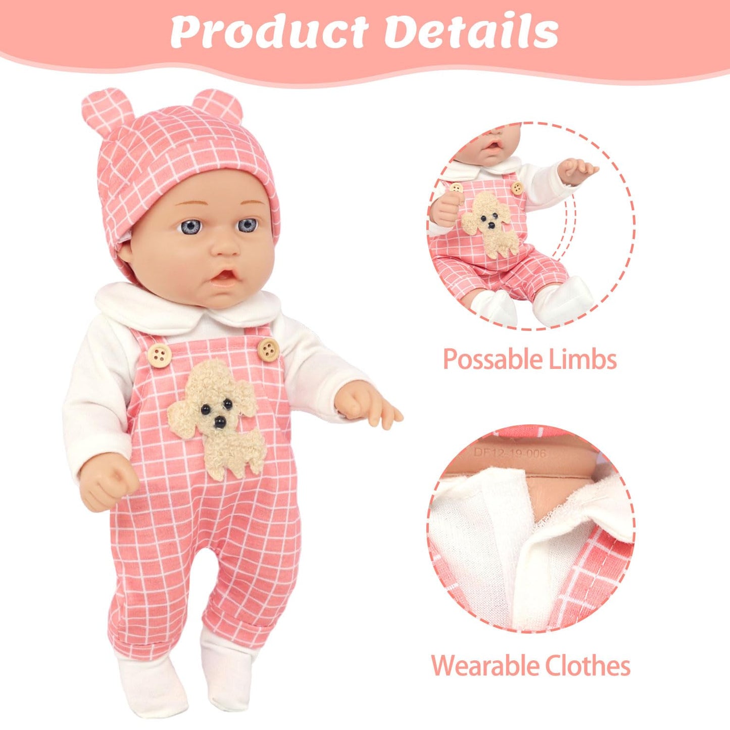 UNICORN ELEMENT 12" Baby Dolls with Backpack Carrier,12 Inch Baby Doll Accessories Cute Hat Pacifier Bottle Diaper Doll Playset for 3+ Year Old Kids