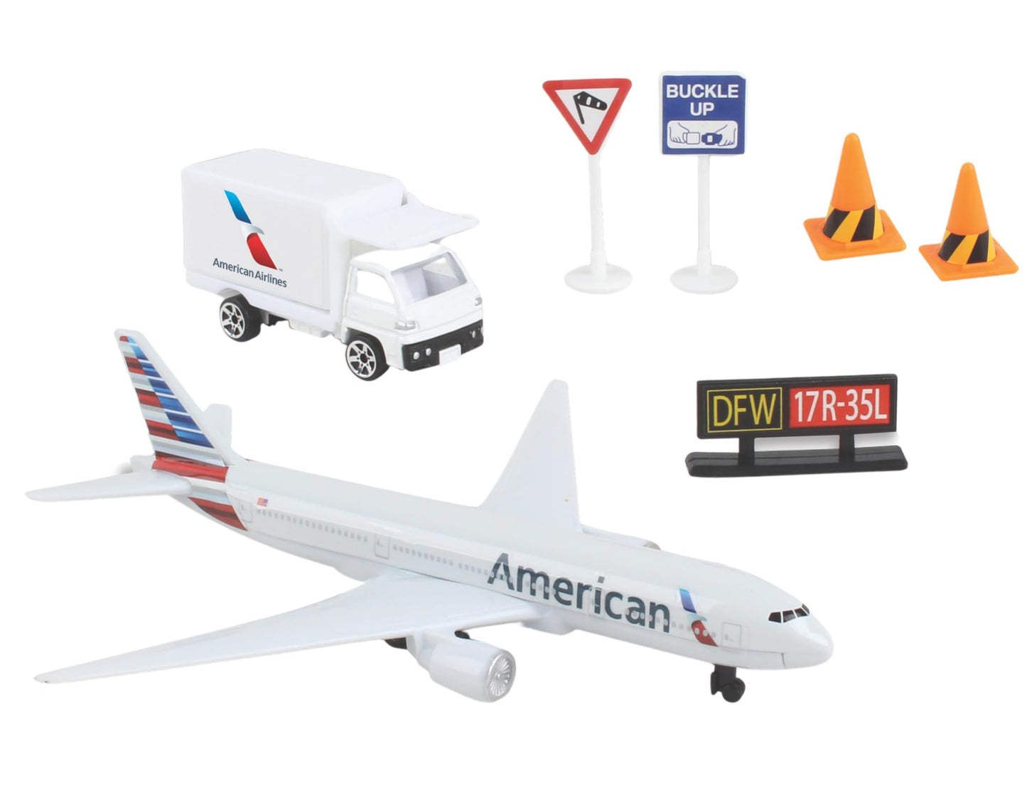 Daron American Airlines Airport Playset with Die-Cast Metal Model Airplane with Plastic Parts, Cars and Transportation Toys for Kids Ages 3+