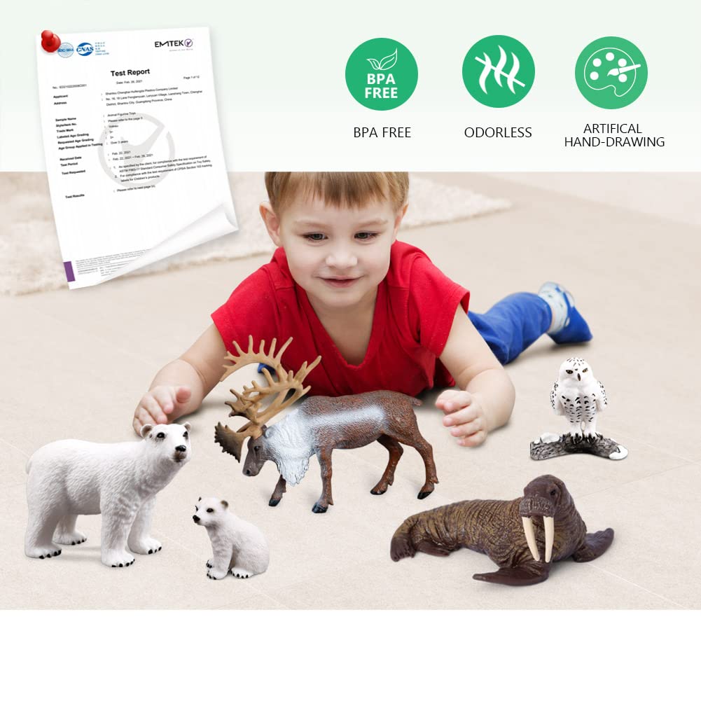 Volnau Sea Creature Toys Figures 9PCS Arctic Circle Ocean Animals Figurines for Toddlers Kids Christmas Decoration Gift Plastic Fish Preschool Pack and Bath Polar Bear Set