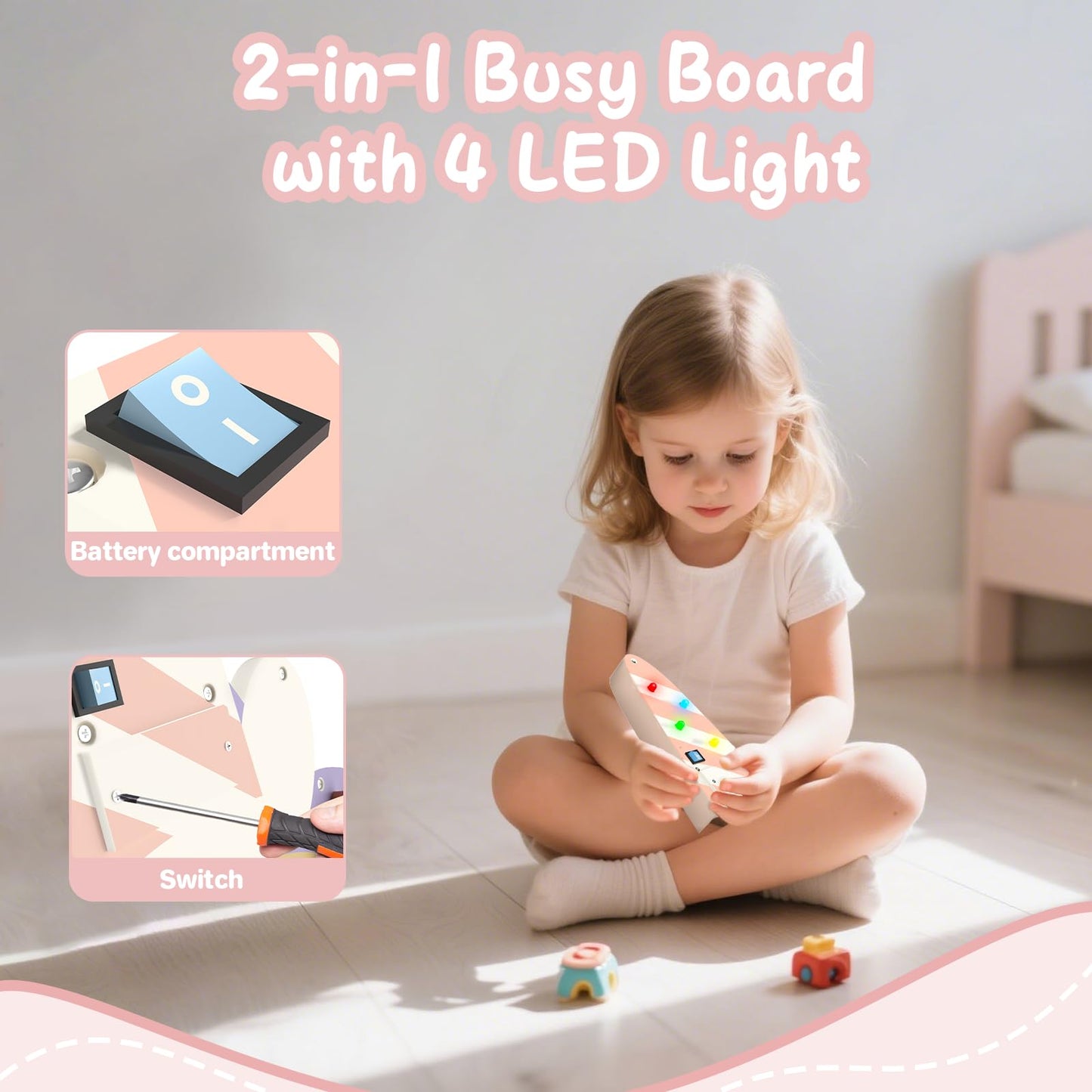 Asweets Unicorn Activity Wall Busy Board Panels, Montessori Sensory Toys, Toddler Learning Activity Center, Perfect for Toddler Playroom & Children's Daycare, White