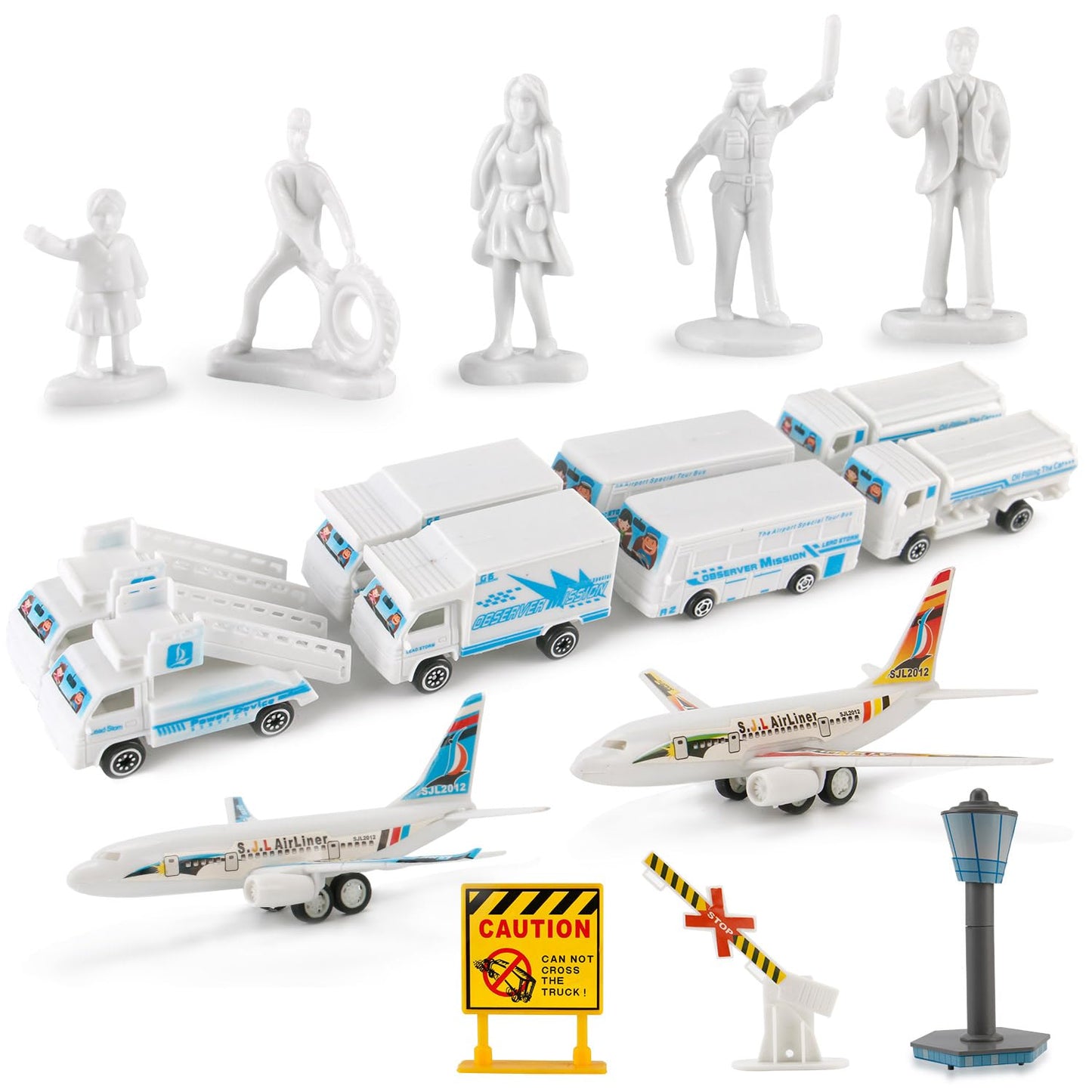 200 PCS Airport Terminal Kids Toys Deluxe Airlines Pretend Playset with Airplanes, Vehicles, Figures, Accessories, Play Mat