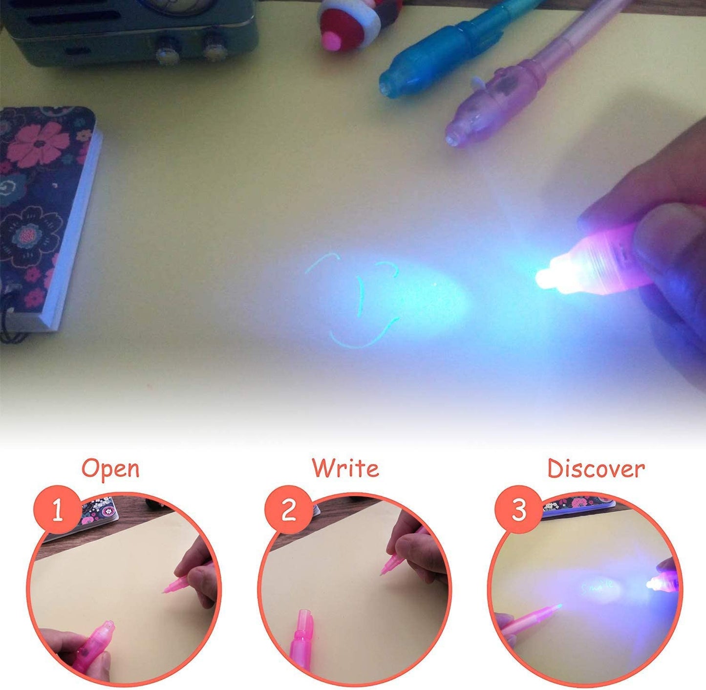 KERRT 30 Pieces Invisible Ink Pen with UV Light Spy Pens Secret Message Pens Magic Invisible Ink Marker Party Favors for Kids