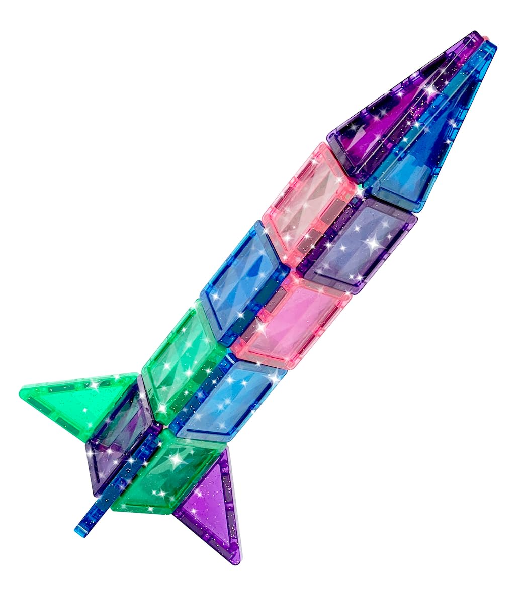 CreateOn Crayola Mini Magnetic PIP-Tiles, Building Set for Kids, Magnetic Building Toys for Kids, STEM Travel Toys for Boys and Girls Ages 3+, 24-Piece Set (Glitter)