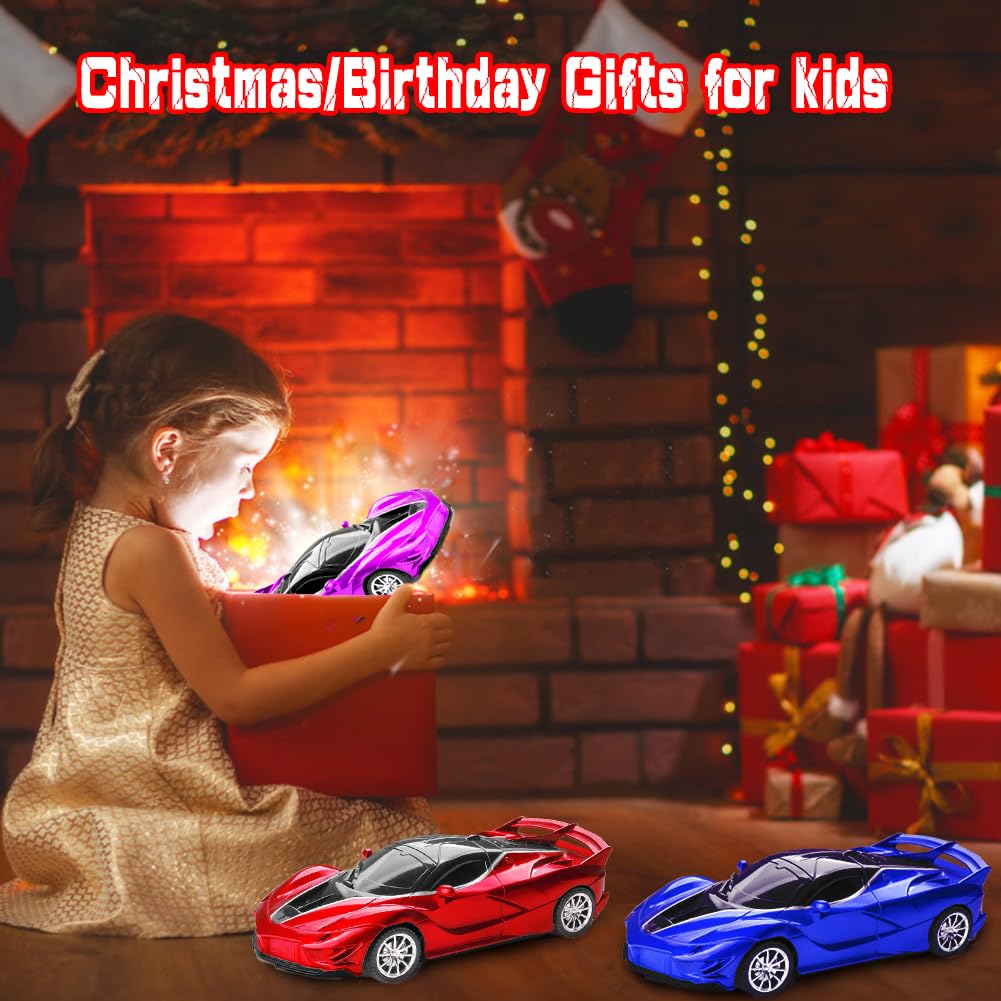 Yomwet Remote Control Car for Girl, 2.4GHz 4WD Electric RC Cars Toy Racing with Led Lights Rechargeable High-Speed Hobby Toy Vehicle, RC Car Gifts for Age 3 4 5 6 7 8 9 Year Old Kids (Purple)