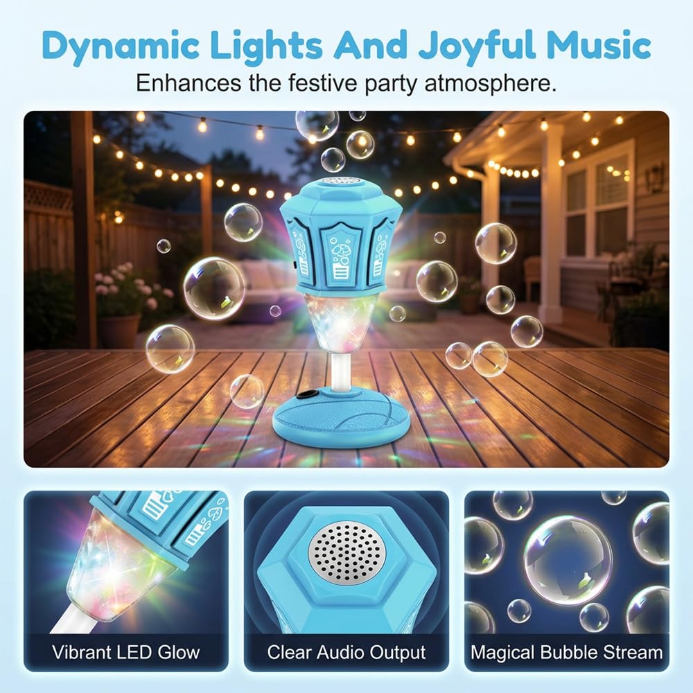 Remote Control Streetlight Bubble Machine, 2026 New Street Lamp Bubble Machine, Rechargeable, Adjustable Height, for Outdoor Garden, Patio, Wedding, Party and Event Decor (B-Blue)