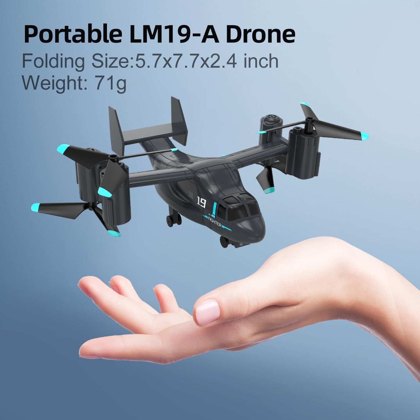 LMRC LM19-A Drone with HD Camera for Beginners, WiFi Live Video Remote Control Airplane, Easy & Ready to Fly RC Plane, RC Quadcopter Gift Toy for Boys, Girls age 14& Adults, 2 Batteries (Dark Blue)