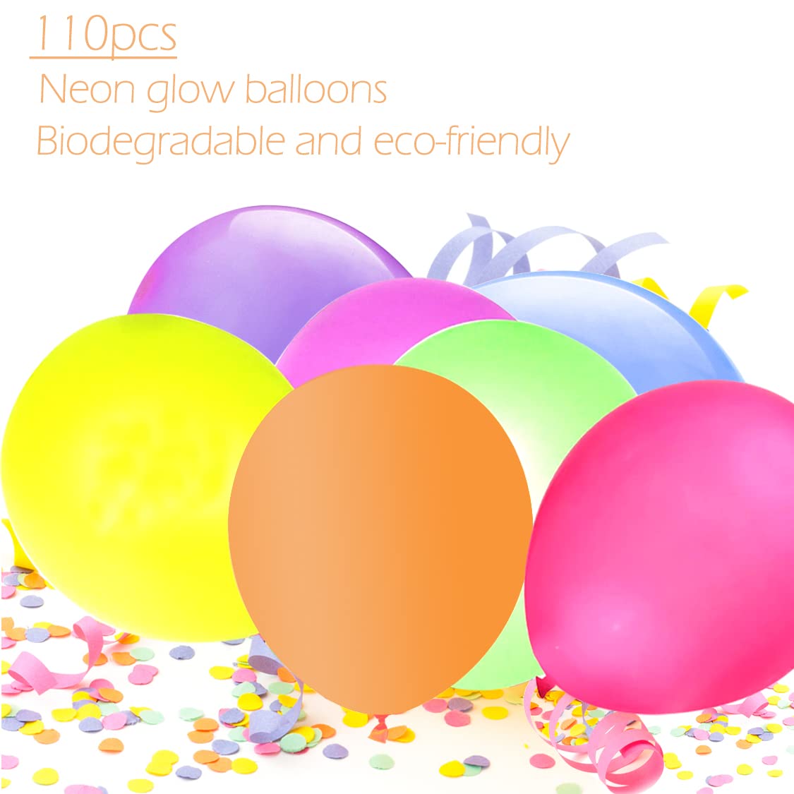 110 Pieces UV Neon Balloons Glow in the Dark Party Supplies Black Light for Glow Party Helium Fluorescent Latex Neon Balloons for Kids Birthday Party Decoration