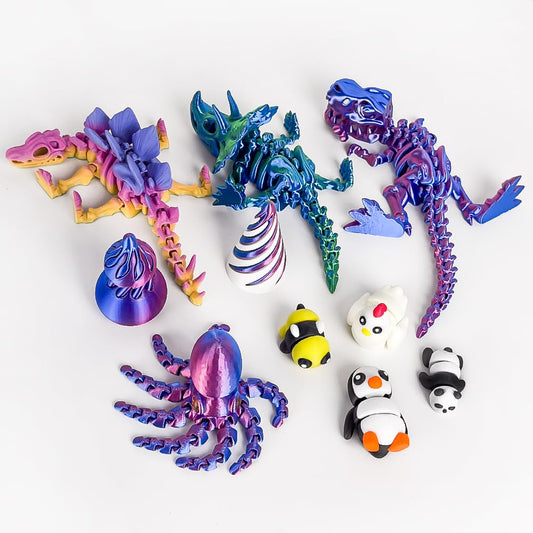 10PCS 3D Printed Animals Toys, Includes Dinosaur Fidget Toys, Impossible Cone Keychain, Spiral Cone Fidget, Mini Vortex Thread Illusion Desk Decor, Fun Desk & Play Toys for Kids,Easter Basket Stuffers