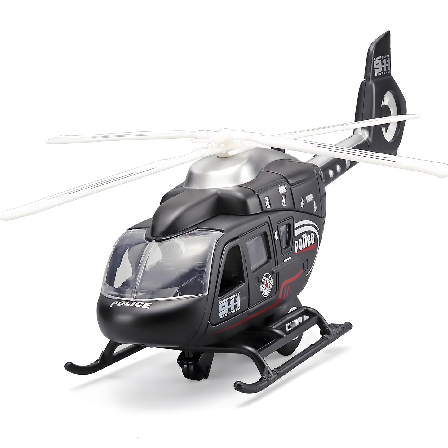 NOVAFUSION Kids Helicopter Toy Diecast Military Helicopter Model Kit,Pull Back Plane with Lights and Sound,Toys Airplane with Rotatable Propeller for Boys Age 4-7（Black）