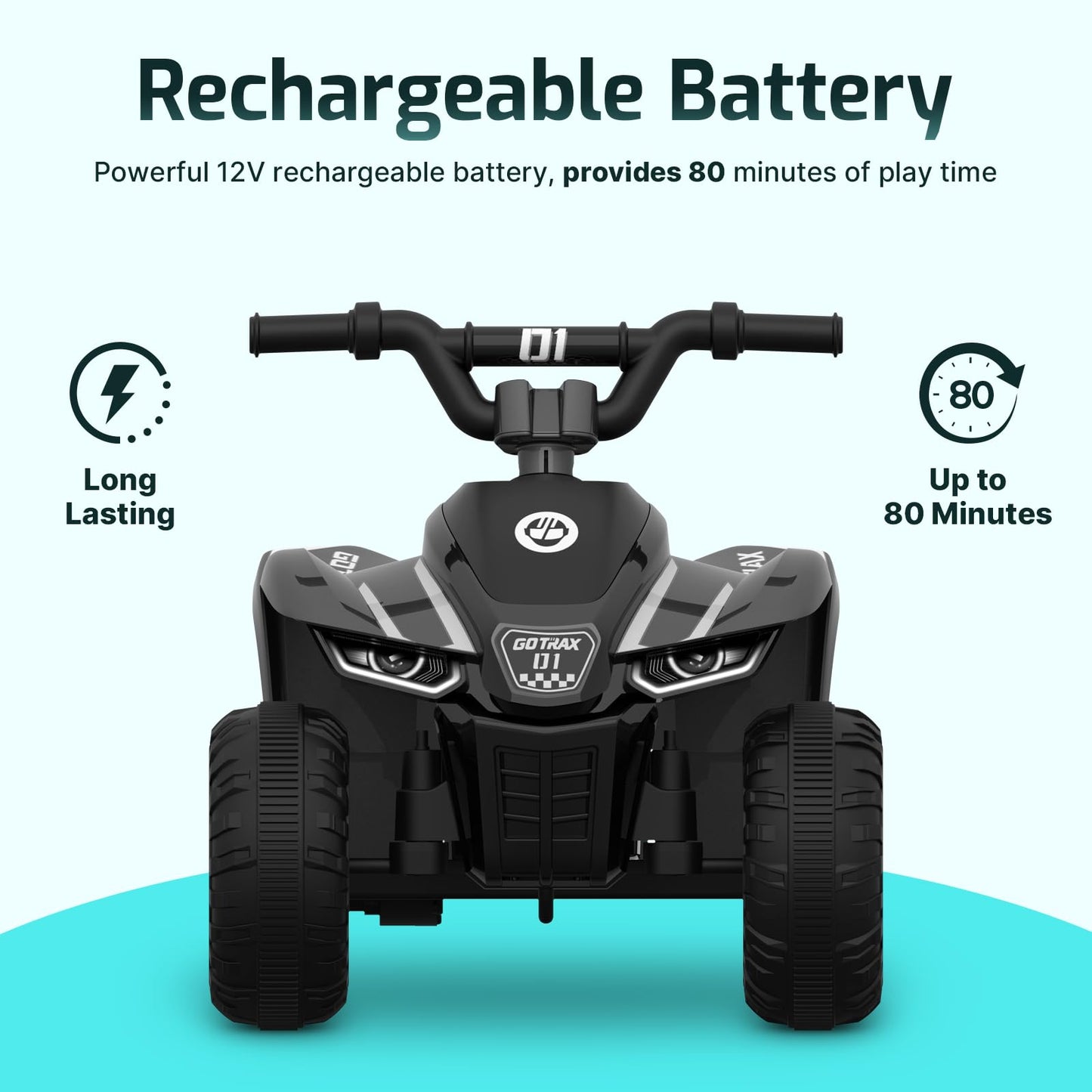 Gotrax RT1 Ride on Toys for Toddlers 1.5-4, Safe 12V Lead-acid Battery up to 80 Minutes, Forward/Reverse 2 Gears, Max 1.5MPH Speed&8" Big Tire, Electric Vehicle ATV Car Best Gift for Age1.5–4 Boy Girl