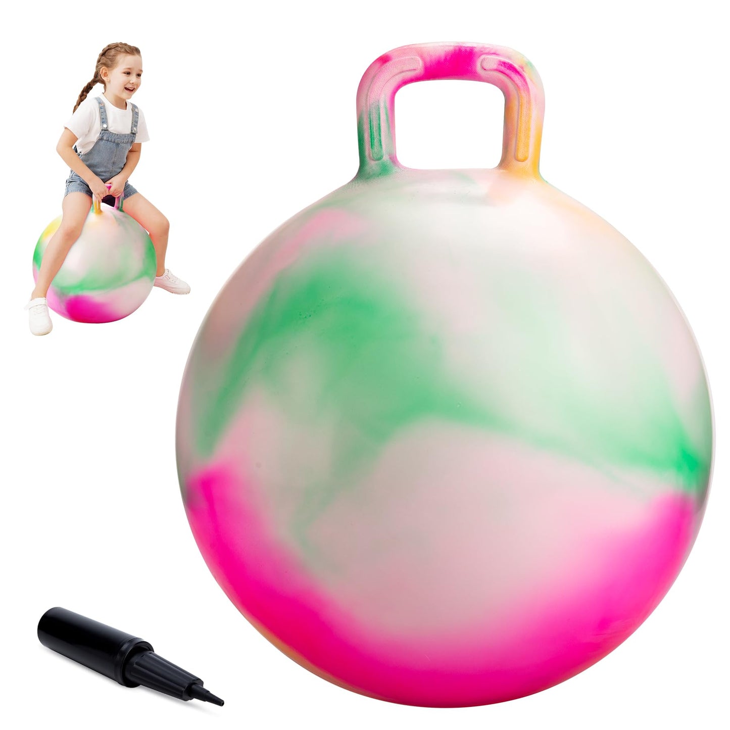 ZOOJOY Clouds Hopper Ball, Hopping Toys for Kids, 22 Inch Bouncy Ball with Handle for Boys Girls Aged 10+, Inflatable Clouds Bounce Hopper Toy with Pump