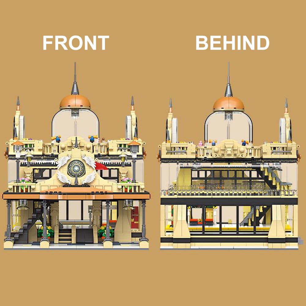 Wyiauy European Style Railway Station Architecture Building Set,Steampunk Railway Station with LED Light Building-Bricks Set 1945 Pieces for Adults and Teens