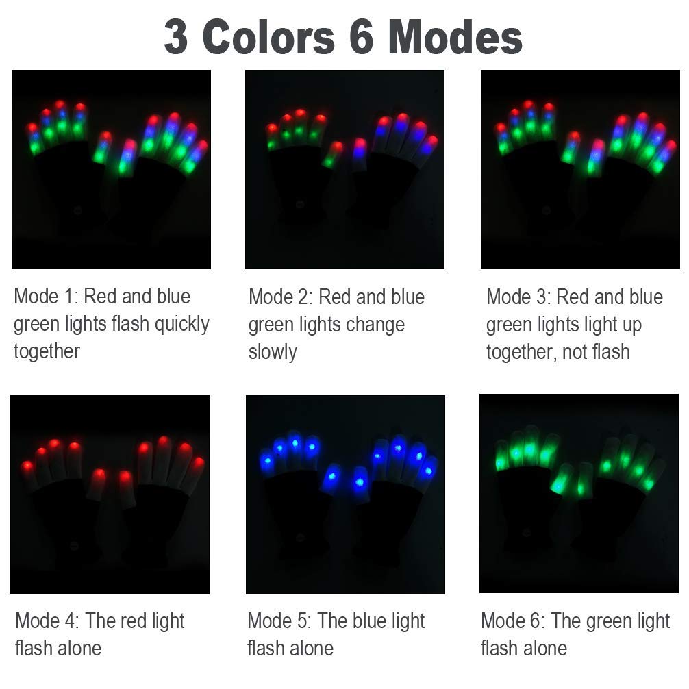 Luwint LED Light Up Gloves for Kids, Flashing Sensory Toys for Autism, Cool Glow Christmas Gifts for Boys Girls 6-8 8-12 Years Old