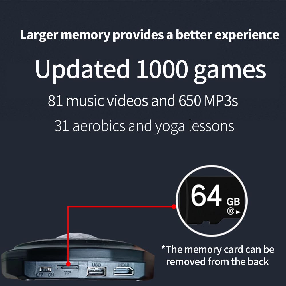WuZhuangYuan HDMI Musical Electronic Dance mat with a Camera,Including 1000 Games,81 Music Videos,a 64G Large Memory Card,650 Songs, for Single/Double Users, a Luxurious Gift for Girls and Boys