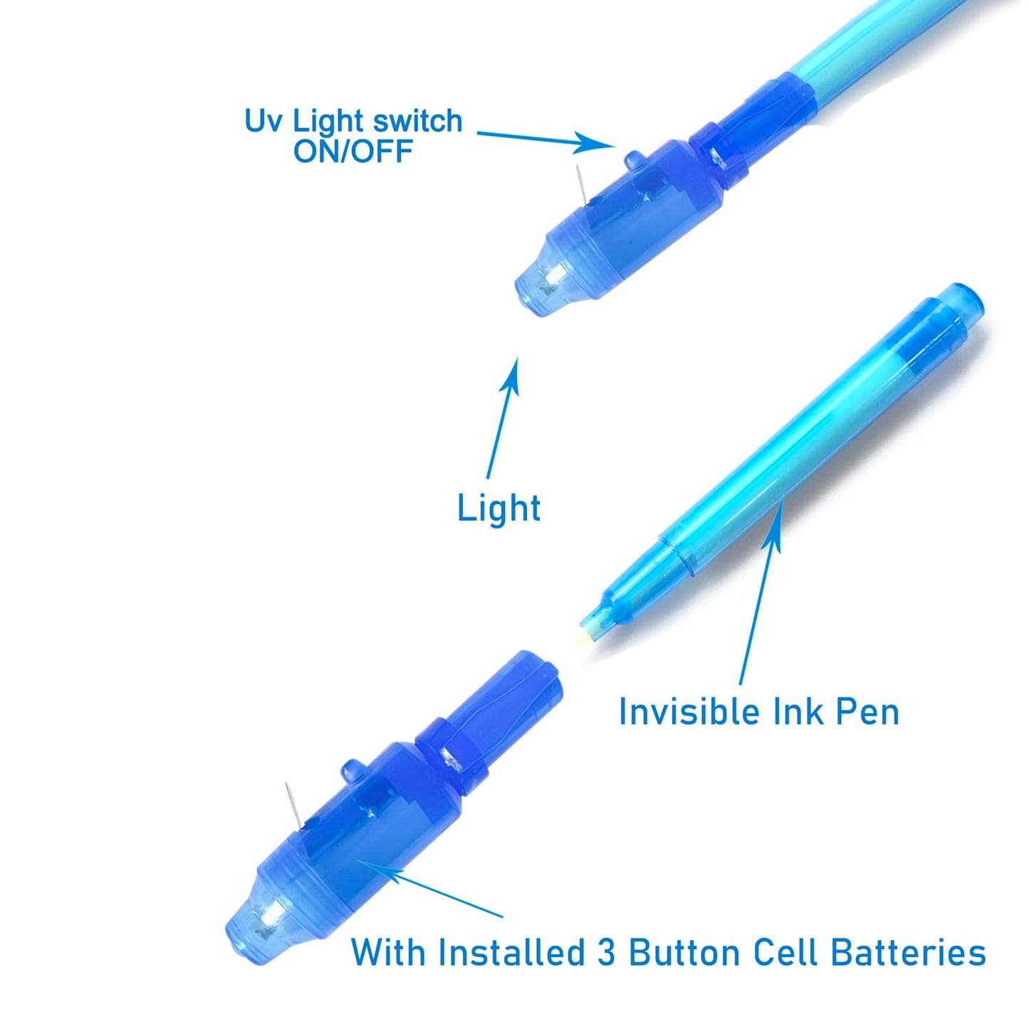 SCStyle Invisible Ink Pen 10Pcs Latest Spy Pen with uv Light Magic Spy Marker Kid Pens for Secret Message and Birthday Party,Writing Secret Message for Easter Day Halloween Christmas Party Bag Gift