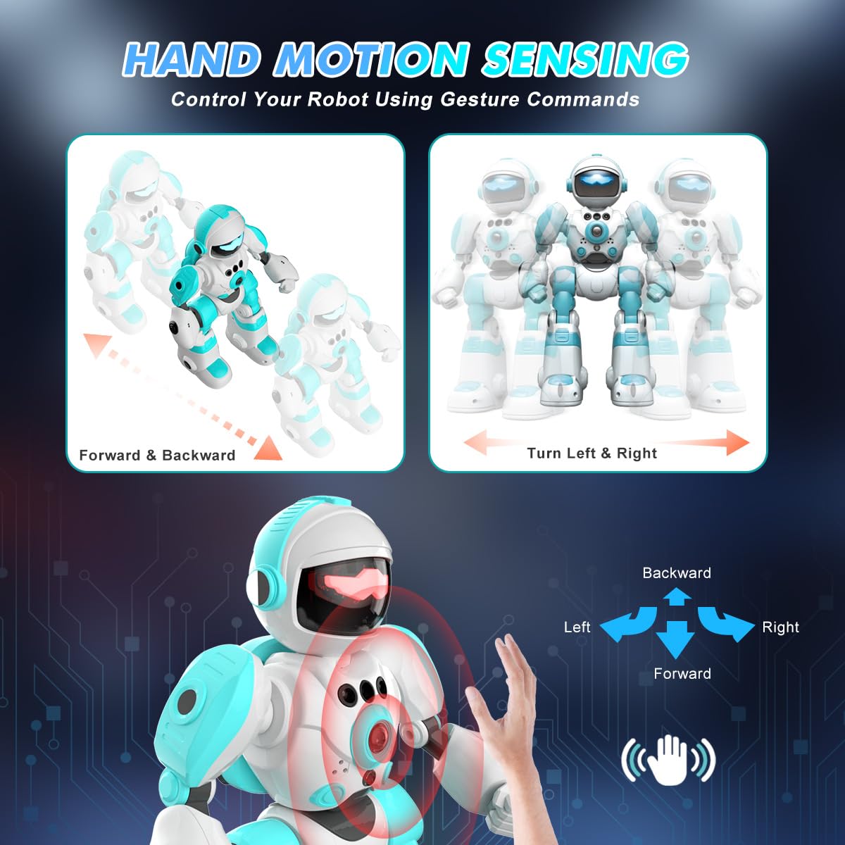 VATOS Robot Toys for Kids, 2PCS Remote Control Robot with Record Voice & Gesture Sensing Control, Rechargeable Programmable Music Dancing Functions for Toddler Boys Age 3 4 5 6 7 8 Years Old