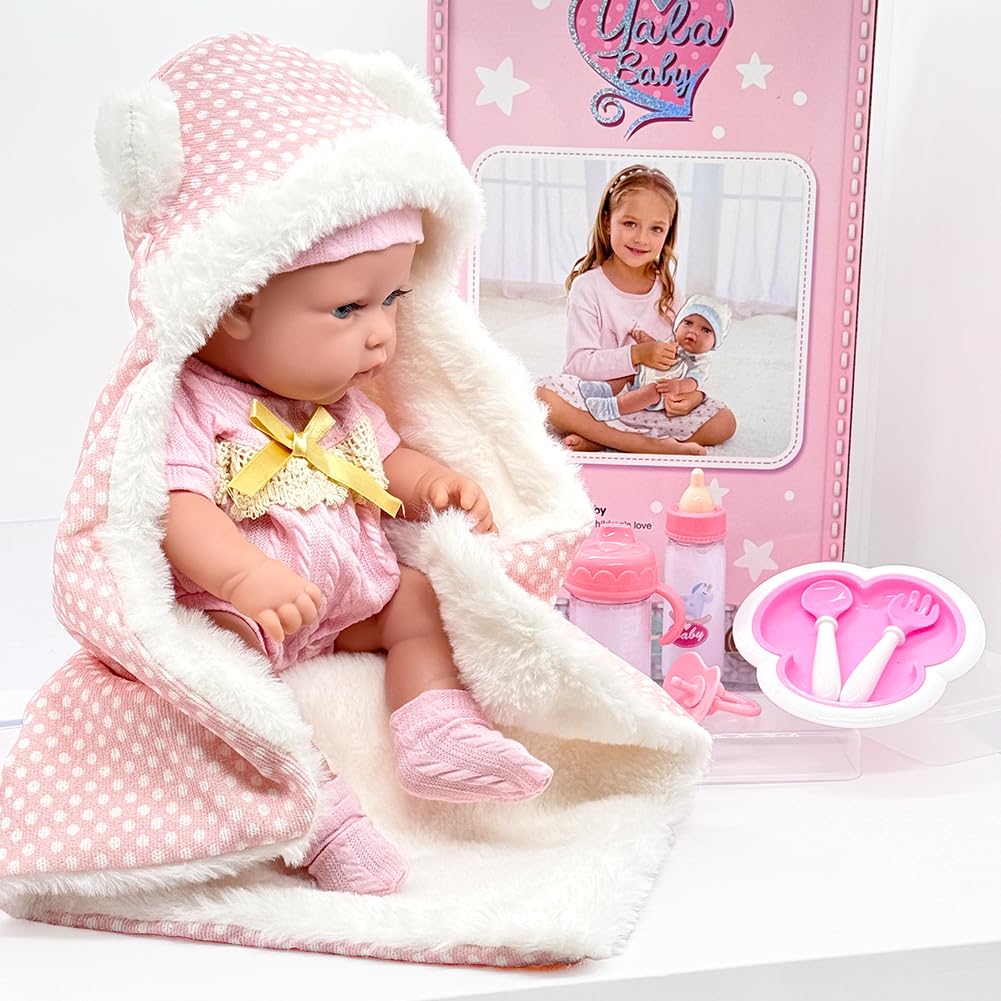 Ferberbears Baby Doll with Accessories Soft Blanket 12 Inch Baby Dolls for Toddlers 1-3-5 Years Old Girl Gifts Playset Toy