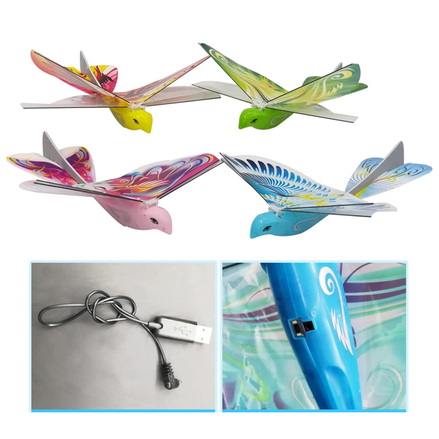 Goolsky RC E-Bird Phoenix Flying Bird Toy, 2.4GHz Remote Control, Flapping Wings, LED Light, Yellow, Unisex, Ages 6+
