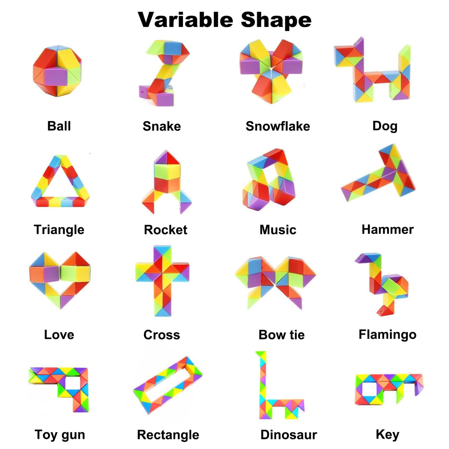 GOLDGE 24 Pack Mini Fidget Snake Cube Puzzle Toys - Party Favors & Goodie Bag Fillers for Kids & Teens - Rainbow Colors - Bulk Birthday & Back to School Gifts - Stocking Stuffers