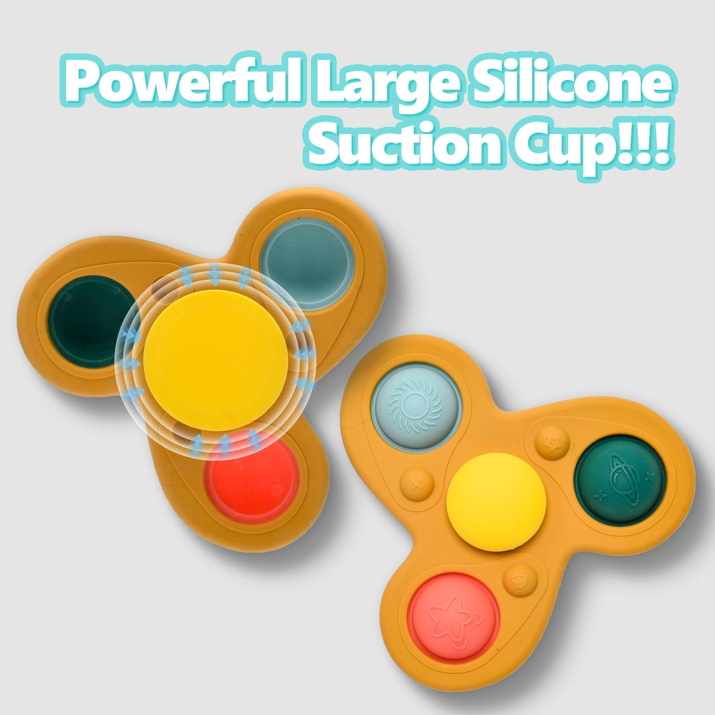Silicone Suction Cup Spinner Toy for Babies&Toddlers – Food-Grade Safe & Fun Sensory Toy for Teething & Play – Perfect Baby Bath, High Chair & Travel Toy, Ideal Baby Gift for 1-3
