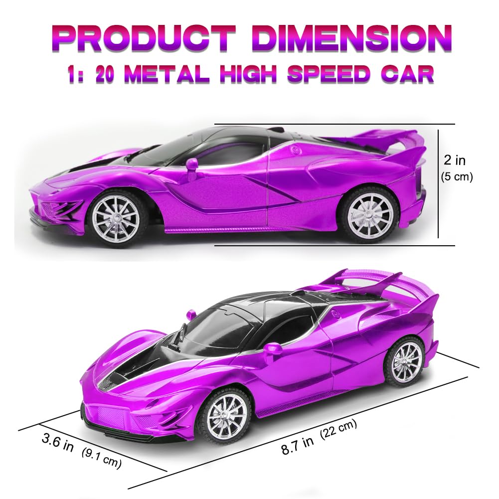 Yomwet Remote Control Car for Girl, 2.4GHz 4WD Electric RC Cars Toy Racing with Led Lights Rechargeable High-Speed Hobby Toy Vehicle, RC Car Gifts for Age 3 4 5 6 7 8 9 Year Old Kids (Purple)