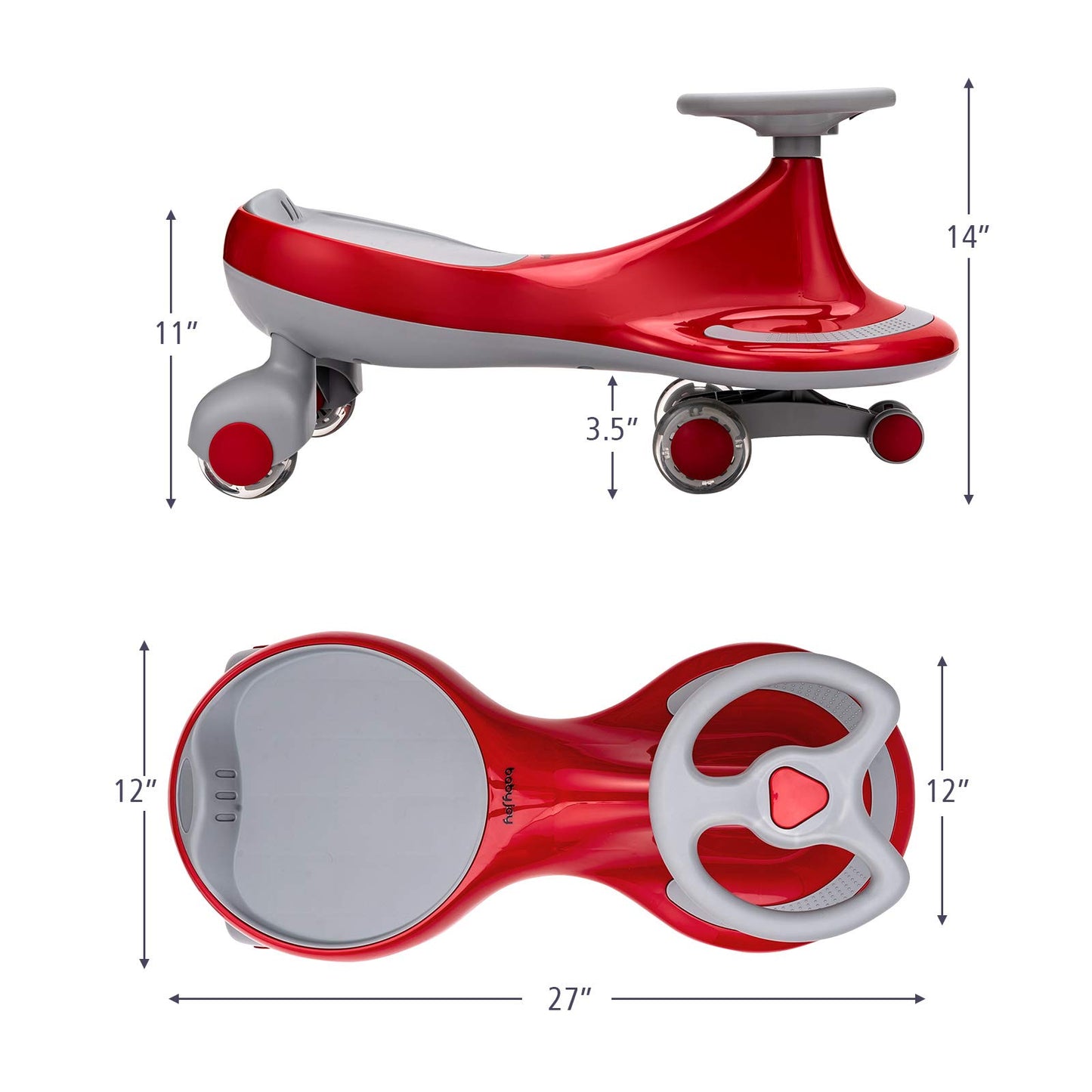 HONEY JOY Wiggle Car, 2 in 1 Swing Car for Kids, LED PU Flashing Wheels, No Batteries, Gears or Pedals, Uses Twist, Turn, Ride On Toy for Toddlers Boys Girls 3 Years and Up (Red)