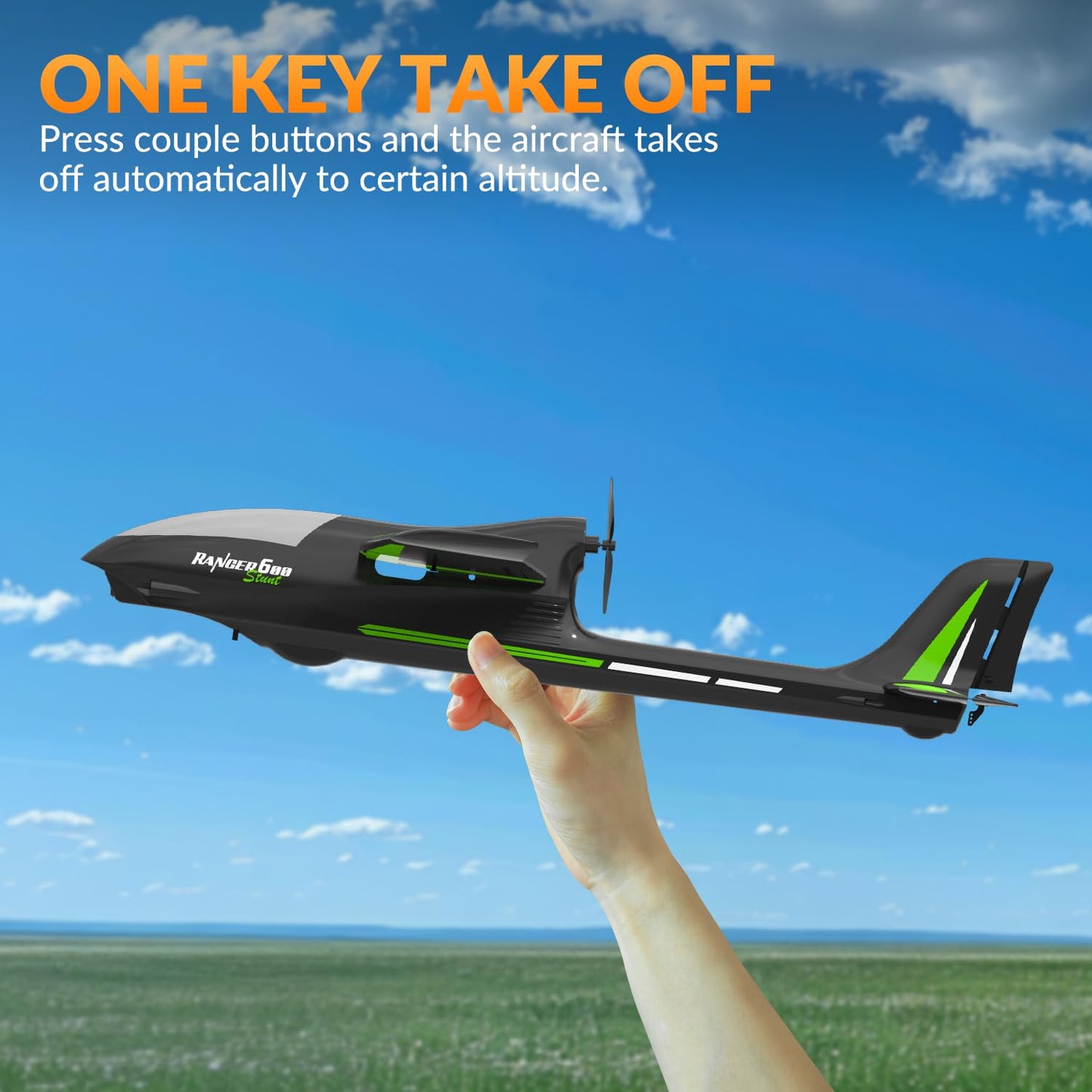 RCSHOBBY RC Plane Ranger600 Stunt 4 Channel Glider Remote Control Airplane Ready to Fly 2.4Ghz RC Airplane with Xpilot Stabilization System & One Key Aerobatic for Beginners,Adults