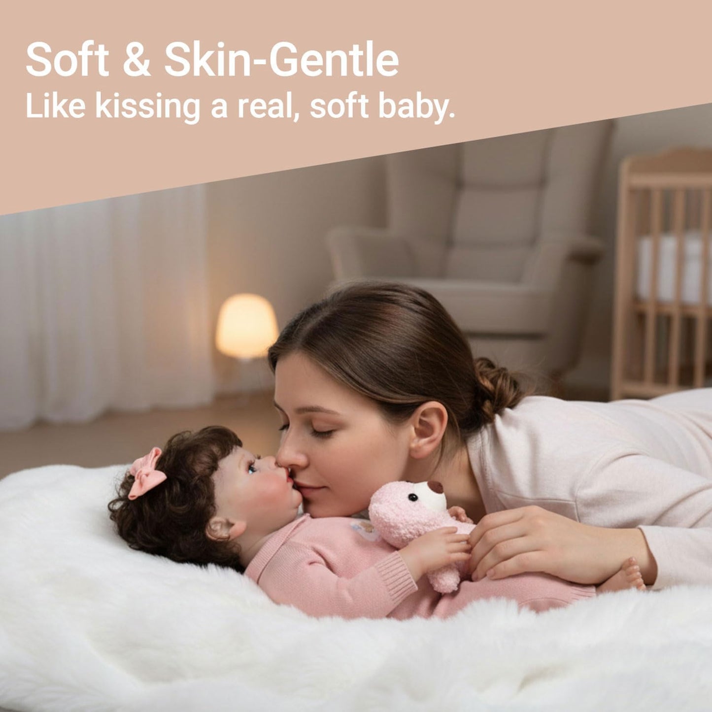 Tookyhill 16 Inch Lifelike Reborn Baby Doll, Full Vinyl Body, Poseable Limbs, Pink Knit Outfit & Plush Bear Toy, Realistic Newborn Doll Gift for Toddler Girls Age 3+ (Pink Bear)