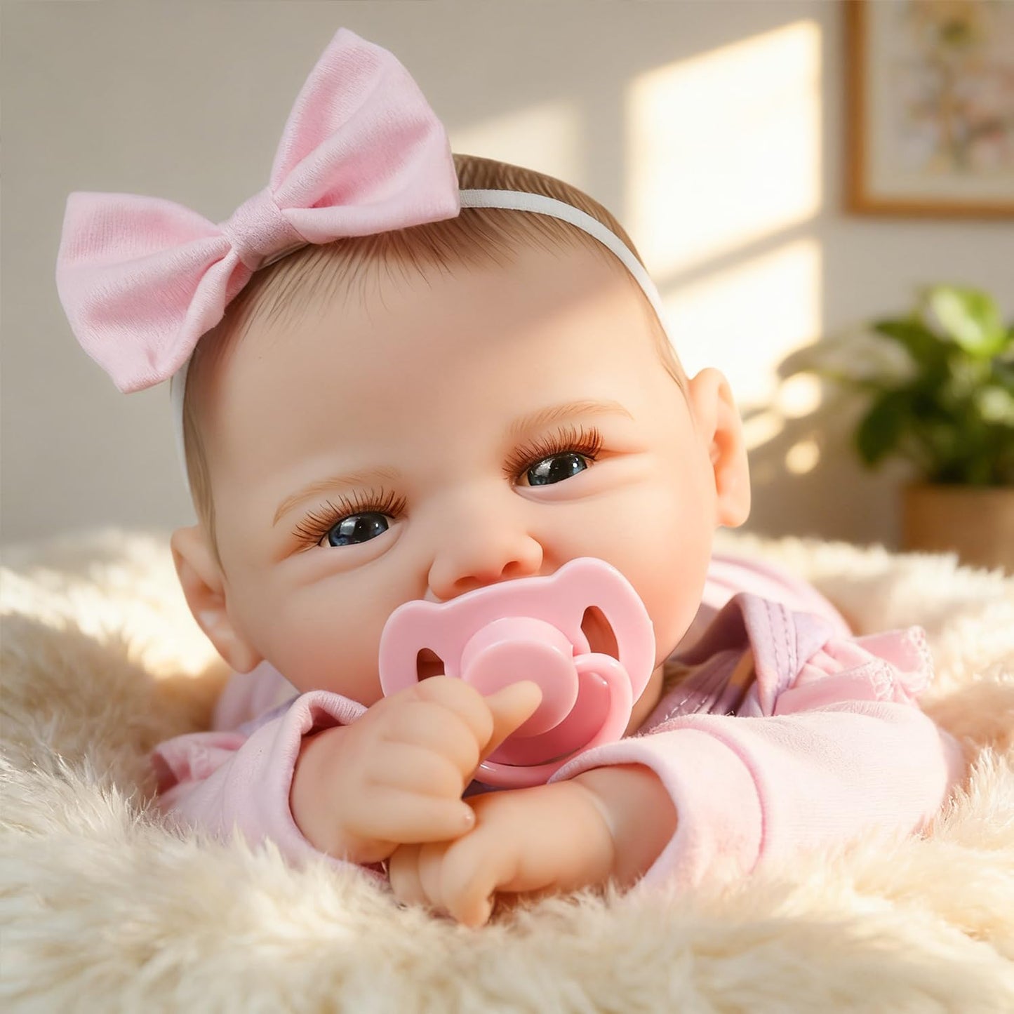 KSBD Baby Doll 17 Inch Large Realistic Soft Body Baby Doll with Accessories, Real Life Reborn Doll for Girls, Bottle, Pacifier, Diapers & Bibs, Gift for Ages 3+