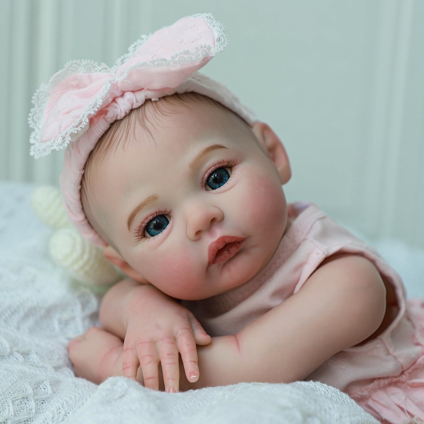 KSBD Realistic Reborn Baby Dolls - 18 Inch Lifelike Newborn Real Life Baby Dolls Girl with Soft Weighted Body, Real Baby Doll Gift Set for Kids Age 3+,Dress
