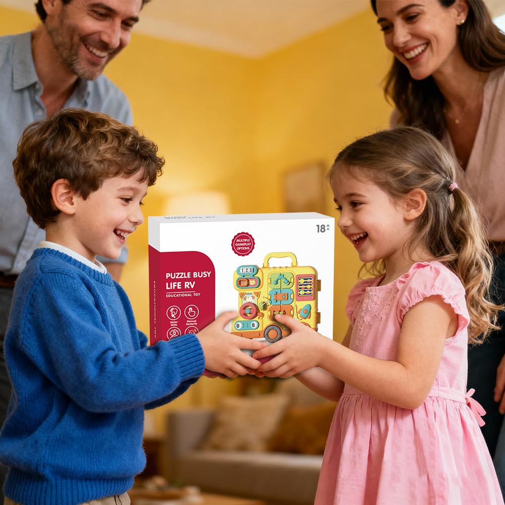 Musical Montessori Busy Board for 1 Year Old to 4 Years Old | 8-in-1 Sensory Gameplay | Educational Toys for Babies | Fine Motor Skills, Thinking & Senses | Toddler Busy Board Gift for Girls & Boys