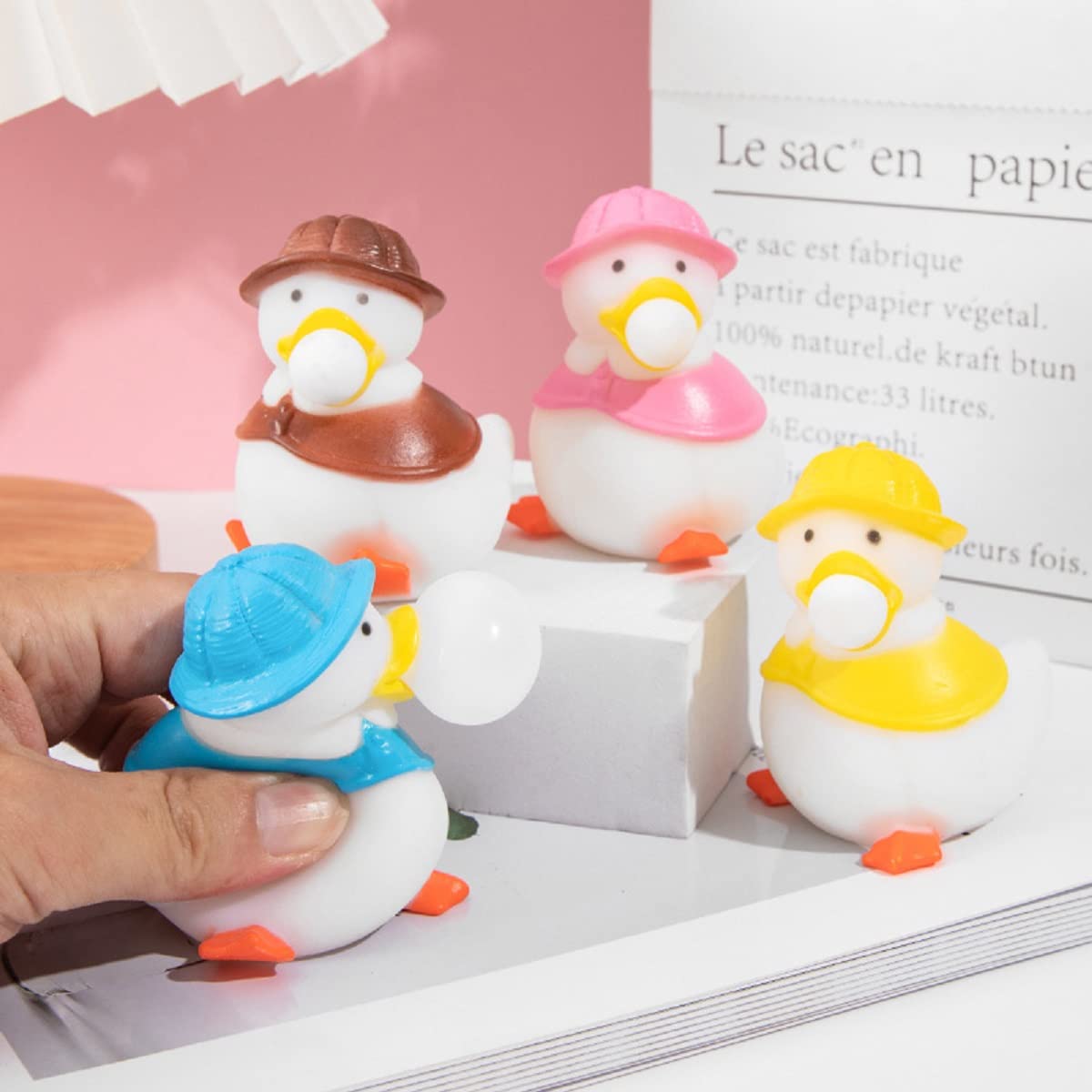 4 Pcs Ducks Squeeze the Bubble Ball ，Relieve Stress Fidget Toys for Children and Adults,Squeeze Sensory Toys for Anxiety, Autism, ADHD.(4 Ducks)