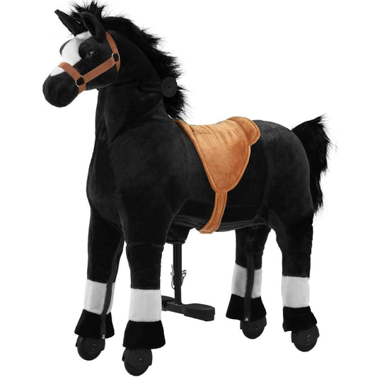 Pipleo Ride on Horse for Big Kids, Riding Horse Rider Mechanical Walking Action Plush Animal for 4 to 9 Years, No Battery or Electricity, Max Load 165 LBS Black