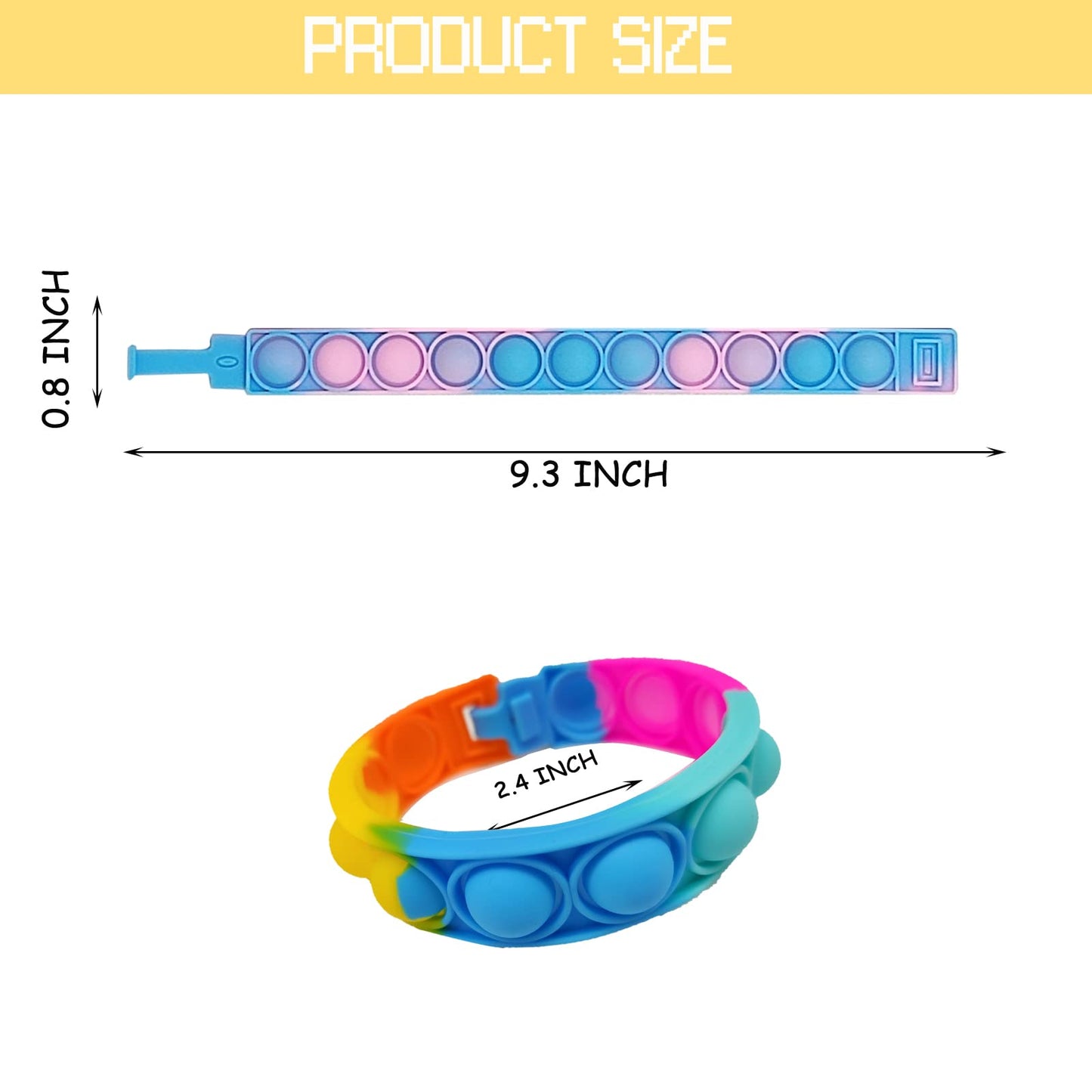 60Pcs Pop Bracelet Bubble Fidget Sensory Toys for Party Favors, Pop Keychain Bulk Toy for Student Classroom Prizes, Christmas Valentine Birthday Gifts Easter Egg Basket Stuffers for Kids