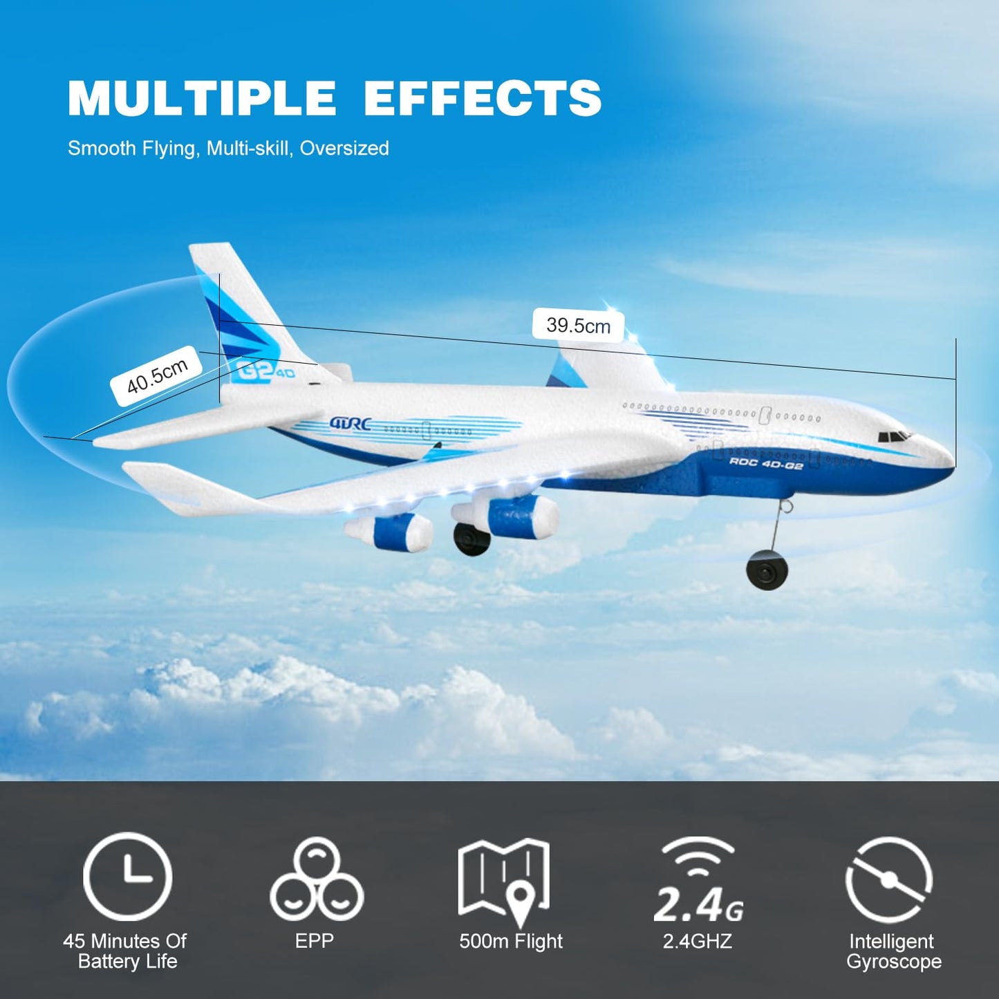 4DRC G2 Foam Remote Control Airplanes RC Planes for Kids Adults, RC Airplane Fighter Jet with 3 Battery for Beginners Adult Light, Airplane Toy Gifts for Kids Boys （3 Battery）