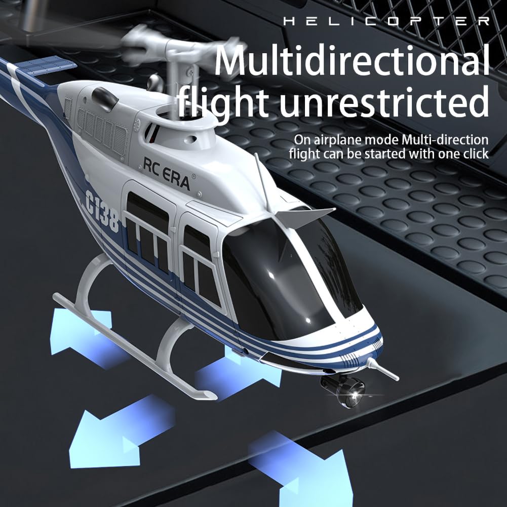 FLYCOLOR C138 RC Helicopter 2.4G 6CH 6-Axis Gyro Altitude Hold 1/33 Remote Control Plane Ready to Fly RTF(Blue-White)