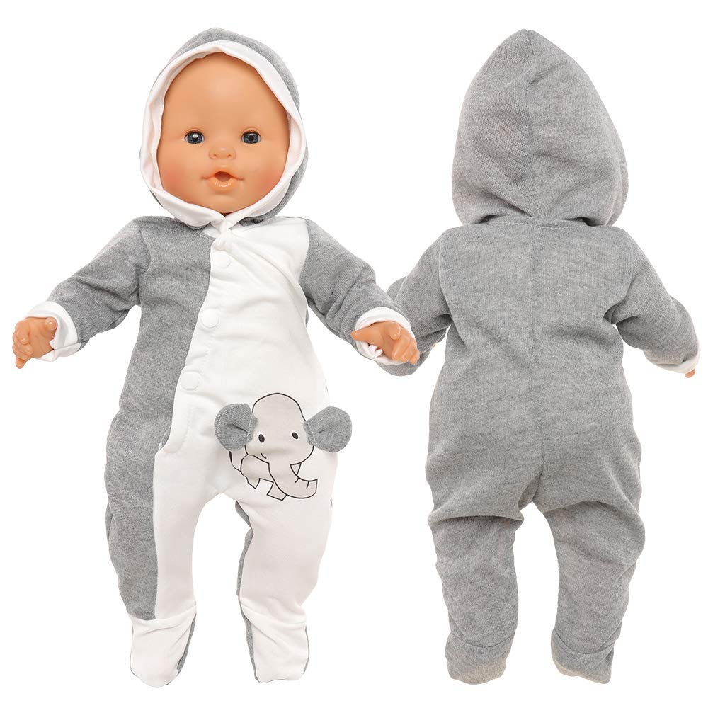 Baby Doll Clothes Casual Cute Handmade Elephant Long-Sleeved Clothing Set Outfit with Hat for 14 Inch Dolls Gift Set