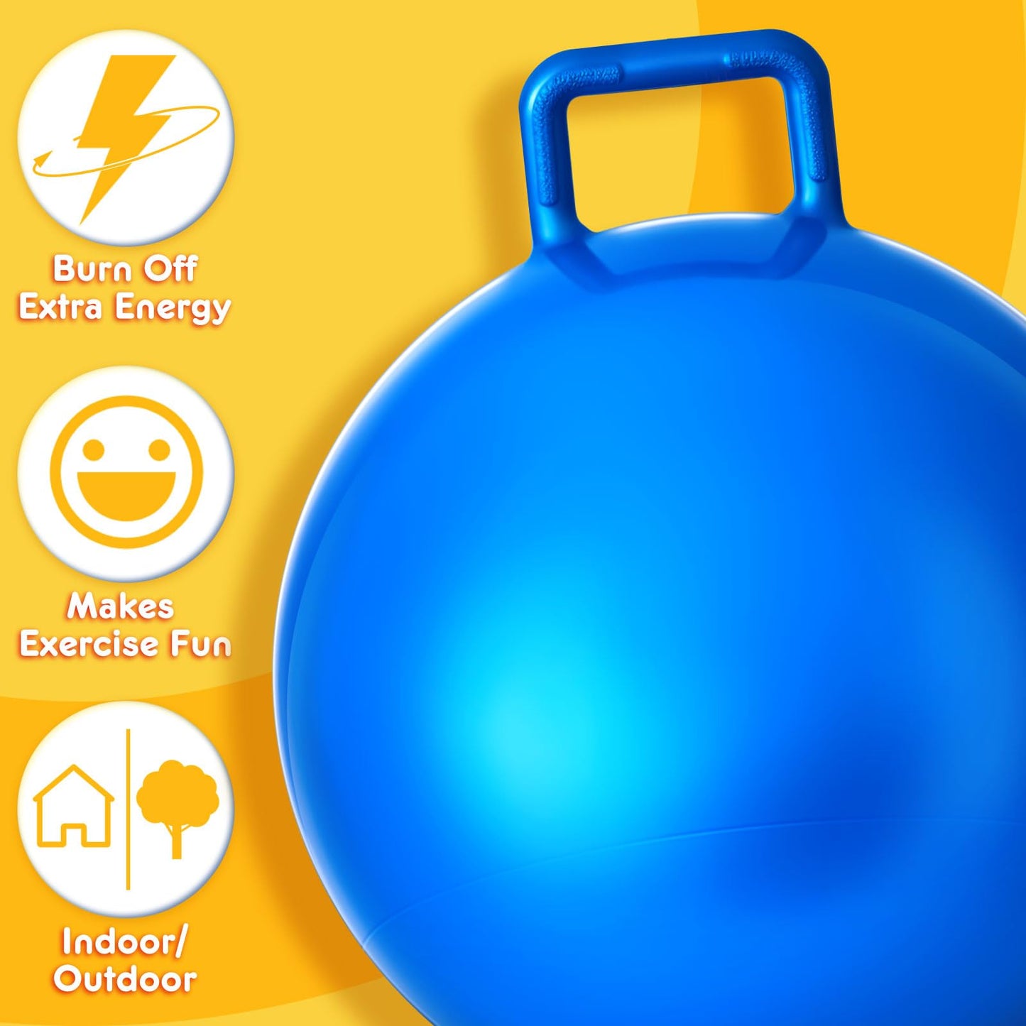 Lewtemi 2 Pcs 31 Inch Big Hopper Ball Jumping Hopping Inflatable Bouncing Ball with Handle and Air Pump for Adults Carnival Outdoor Sports Game(Blue, Green)