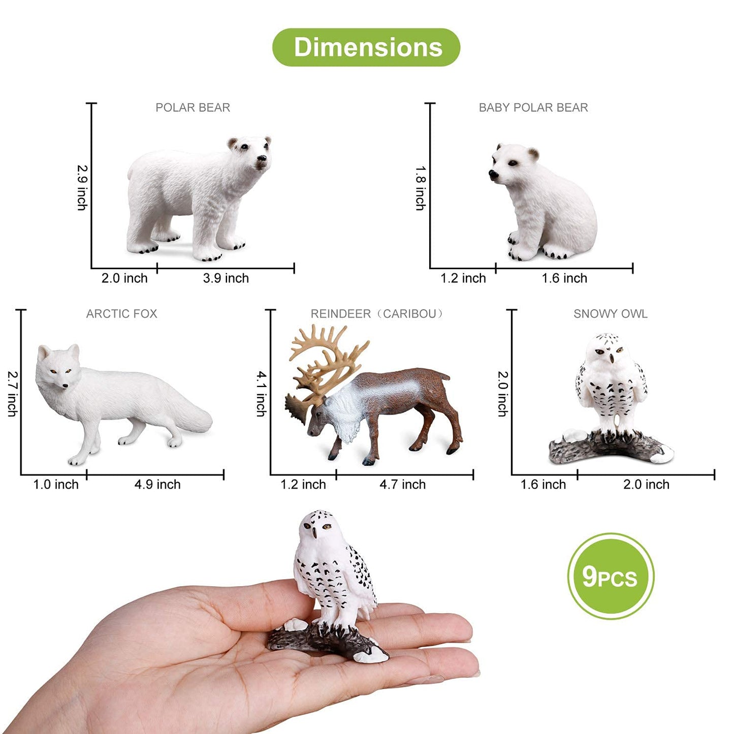 Volnau Sea Creature Toys Figures 9PCS Arctic Circle Ocean Animals Figurines for Toddlers Kids Christmas Decoration Gift Plastic Fish Preschool Pack and Bath Polar Bear Set