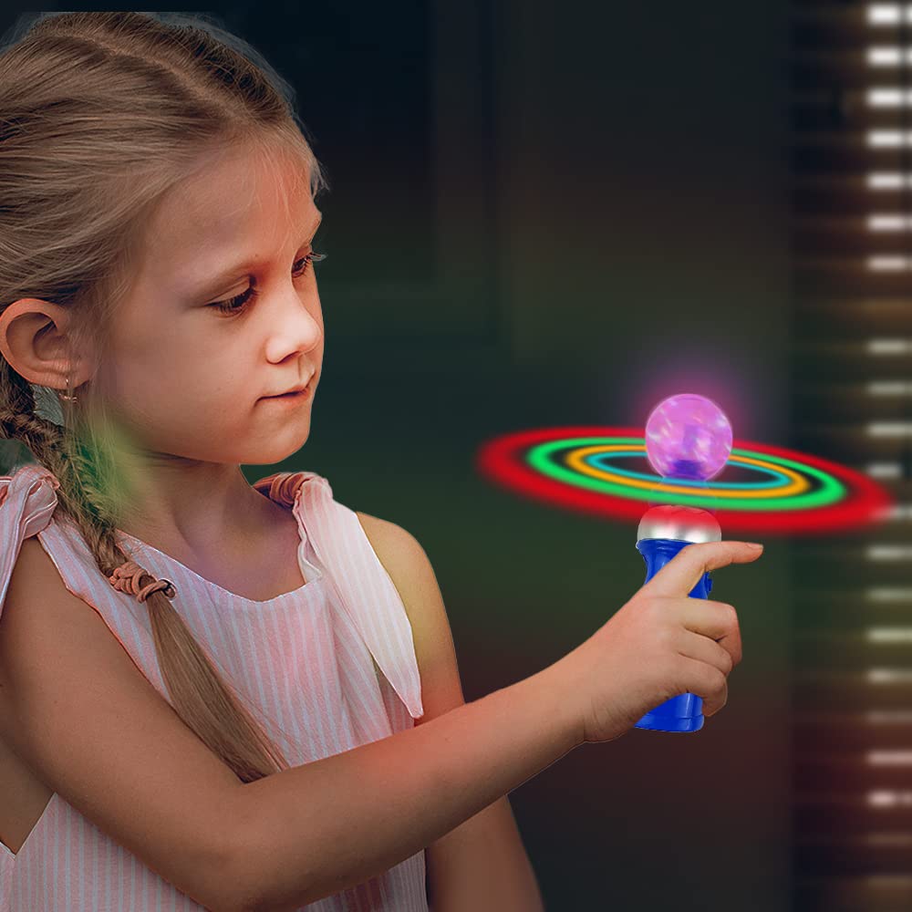 ArtCreativity Light Up Galaxy Spinner Wand, 8 Inch Spinning Light Up Toy for Kids with LED Effects, Batteries Included, Fun Gift for Boys & Girls, Birthday Party Favor, Carnival Prize, Blue